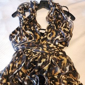 Calvin Klein size 8 halter backless animal prints dress
